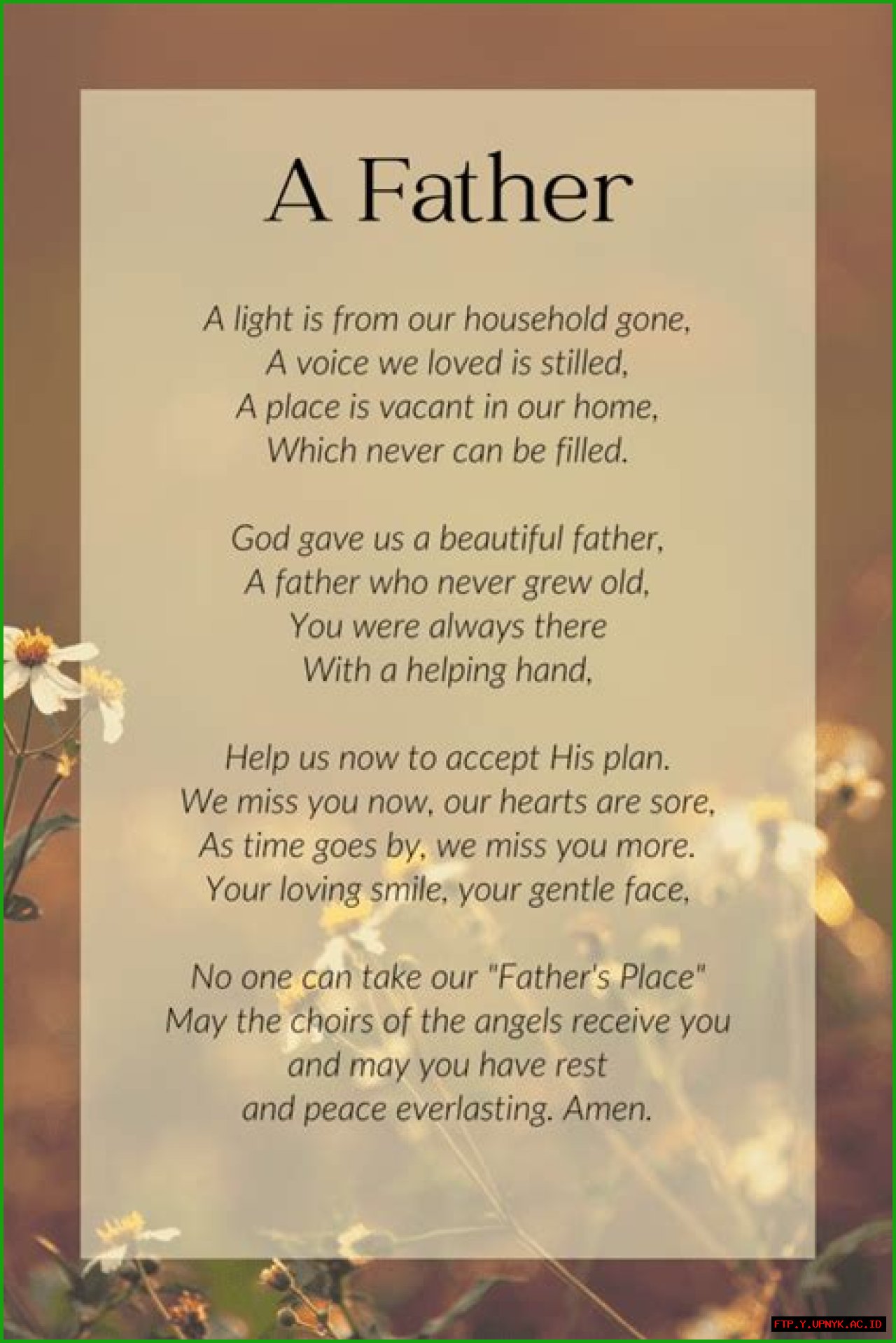 A Mourning Son's Verse: In Memory Of A Father Lost