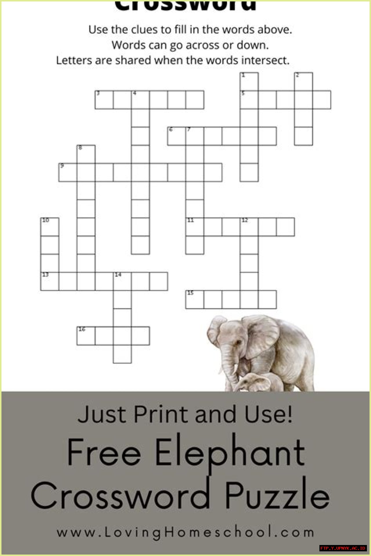 Baby Elephant Crossword: Puzzle Fun For Kids