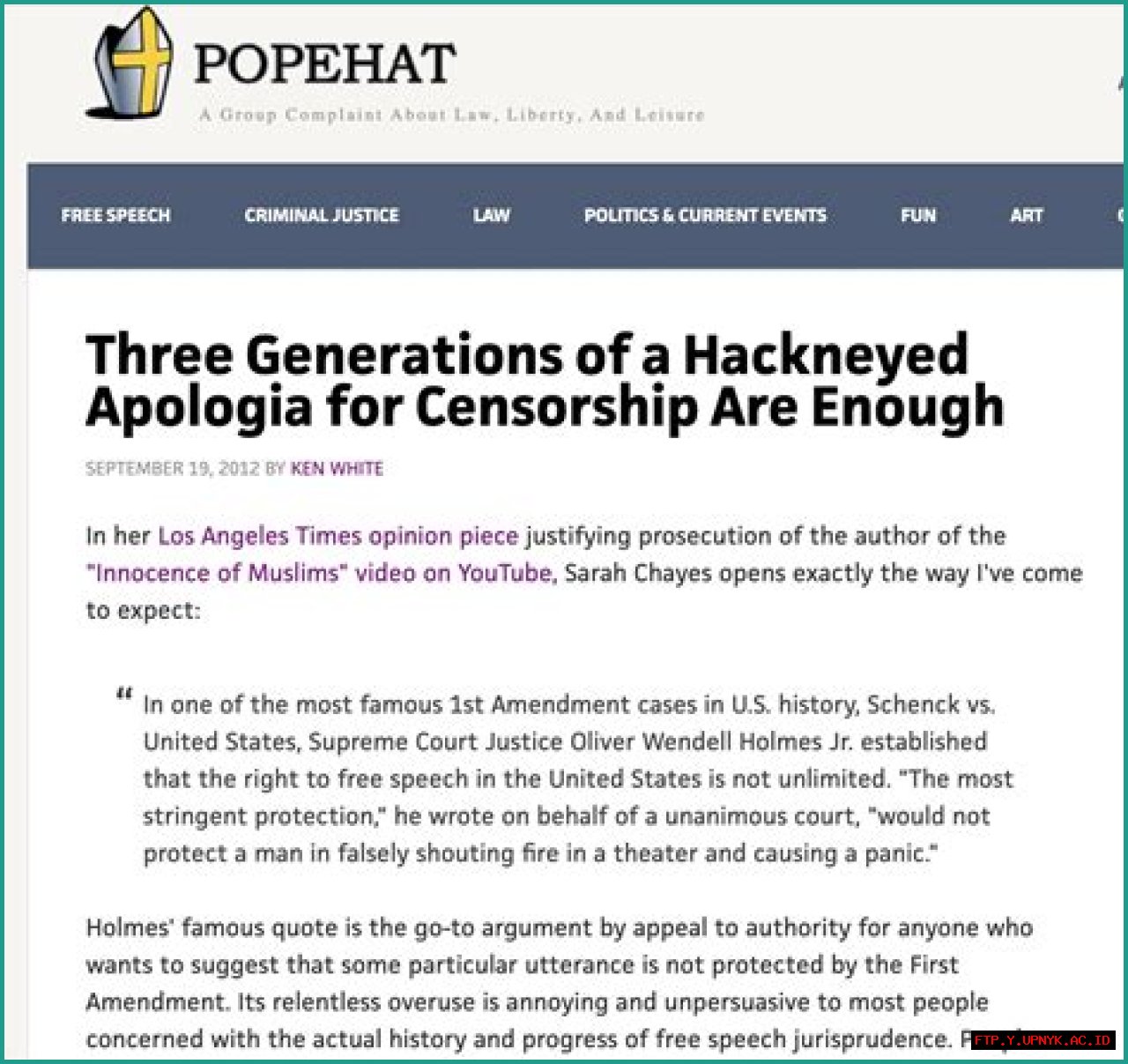Popehat: The Intersection Of Law, Humor, And Internet Culture