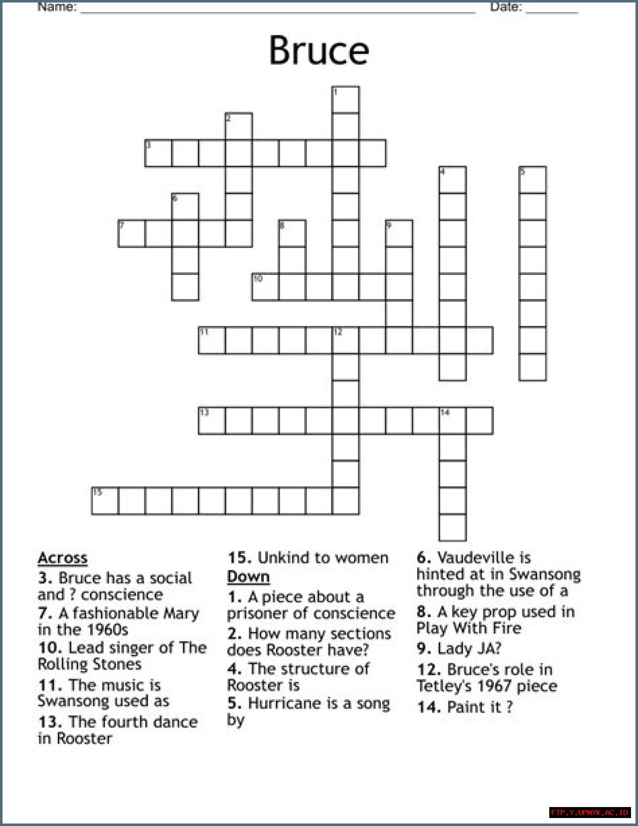 Ultimate Actor Bruce Crossword Puzzle For Trivia Enthusiasts