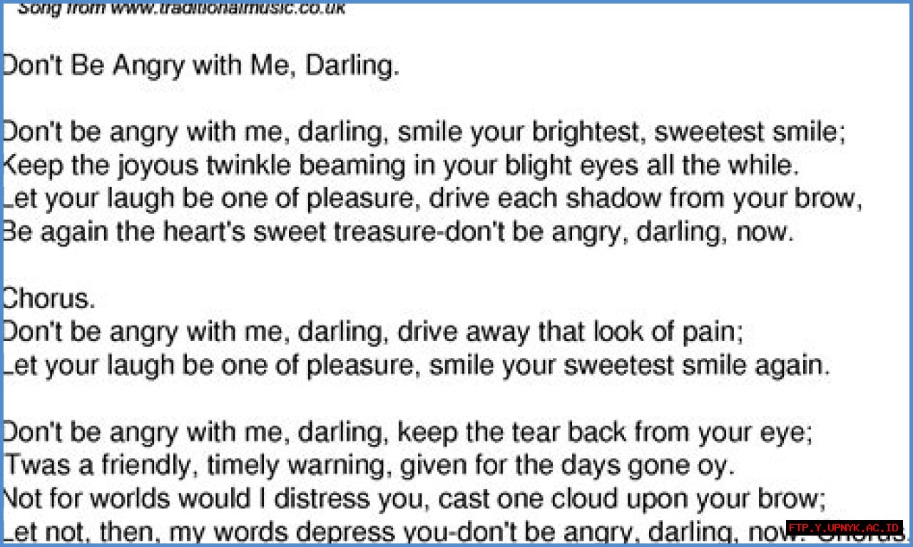 Ultimate 'Don't Be Angry With Me Darling' Lyrics: Soulful Expression Of Love And Heartbreak