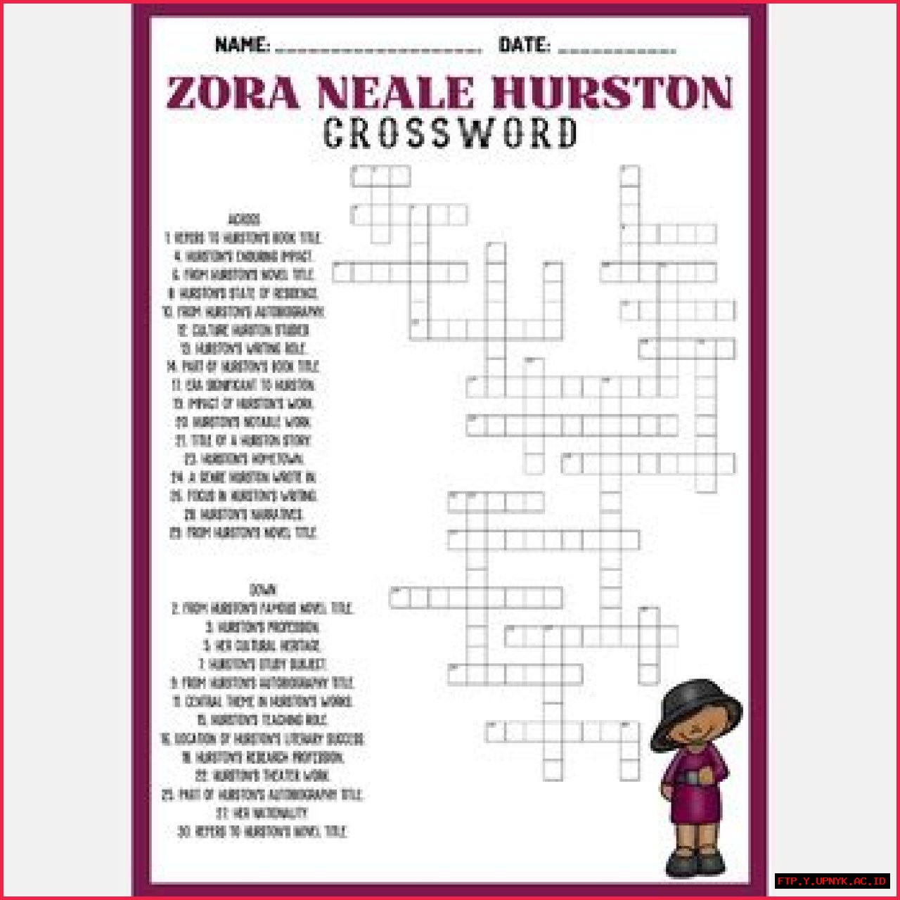 Uncover The Genius: Zora Hurston Crossword