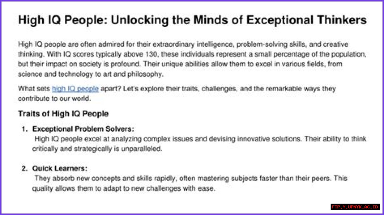 Unveiling The Minds Of High IQ Individuals: Exploring The Extraordinary